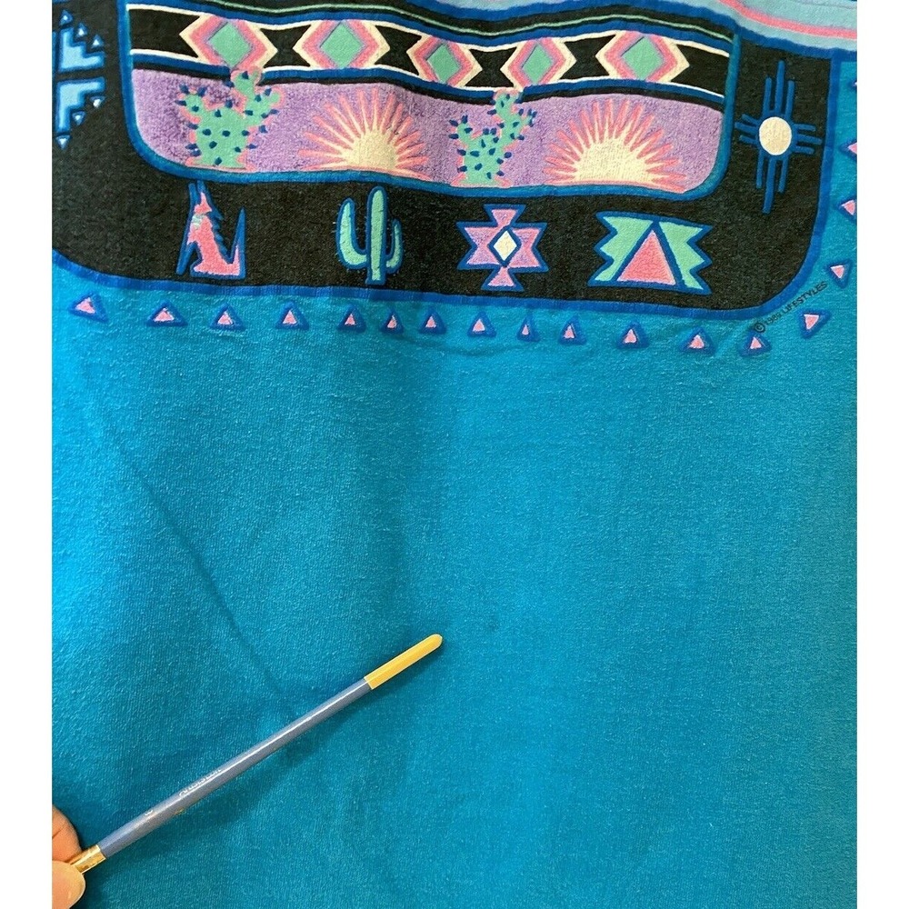 Vintage Turquoise Texas L Anvil T-shirt Single Stitch USA Southwestern - Picture 3 of 11